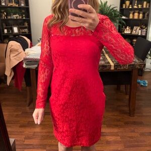 Elegant Red Lace Dress